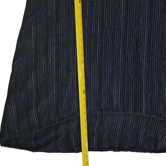J. Jill Love Linen Blue Striped Dress Sleeveless Hi Lo Pocket Lagenlook XL - Picture 10 of 10